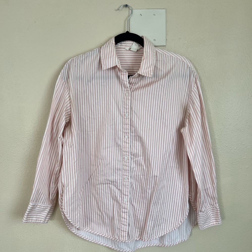 H&MPink Striped Button-Up Shirt